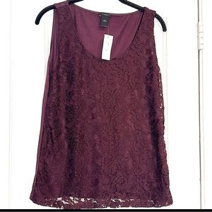 Ann Taylor Factory Lace front sleeveless top. Size: M, NWT